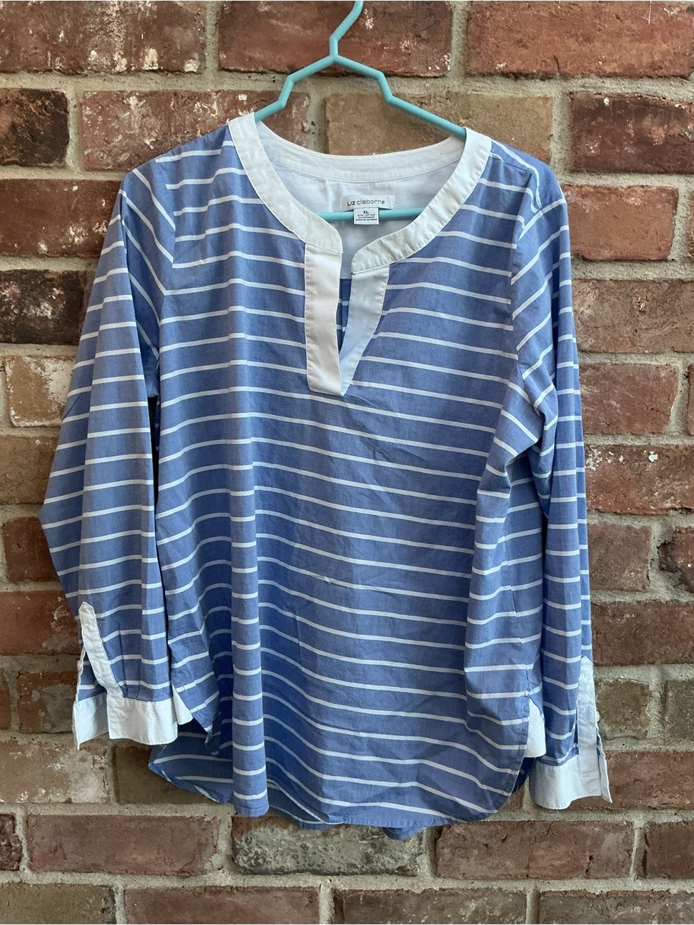 Blue & White Striped blouse size XL